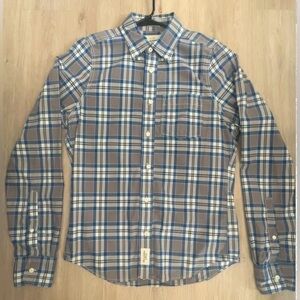 Abercrombie & Fitch Plaid Button Down Shirt Blue Gray Size M Muscle Fit